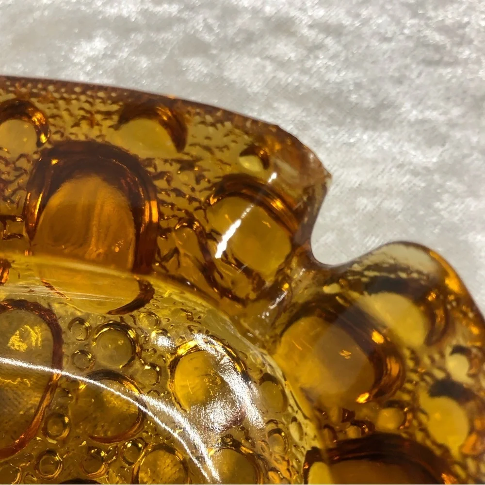 Vintage set of 2 Ashtrays bubble pebble art glass design